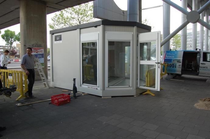 Temporary bike sheds shopping center